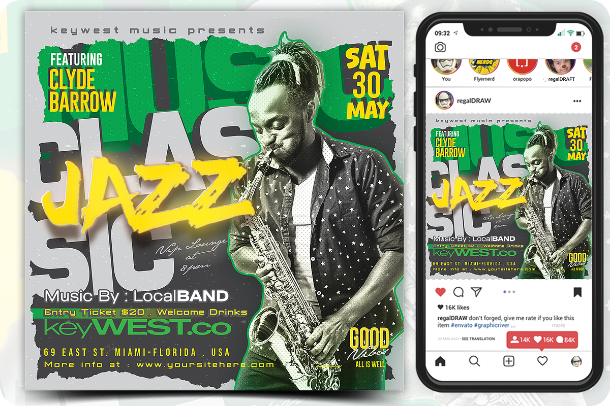 Jazz Music Social Media Template, a Social Media Template by regalDRAW (Photo 2 of 4)