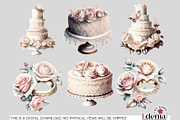 Vintage Romantic Wedding Cliparts, a Seasonal Illustration by EdeniaArtStudio (Thumbnail 3 of 8)