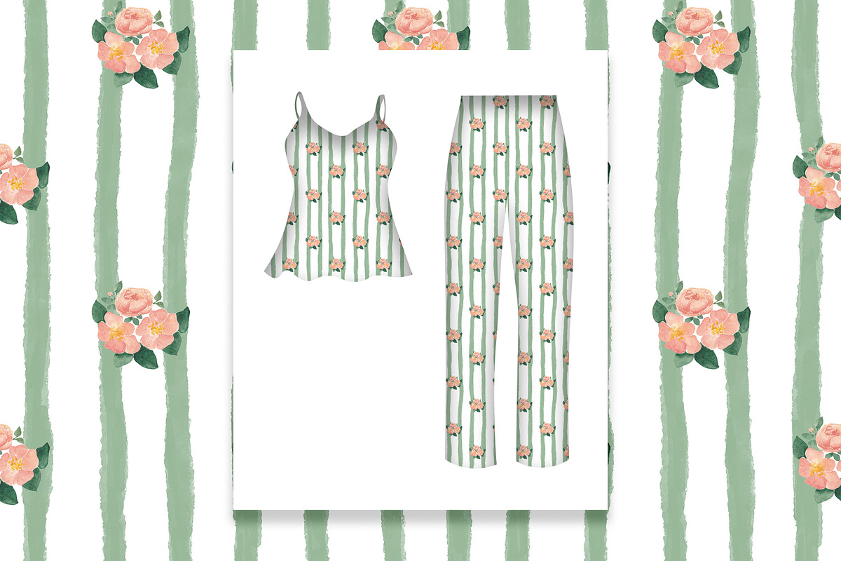 Vintage Watercolor Floral Patterns, a Pattern Graphic by Oksana Dovhopol Art (Photo 3 of 11)