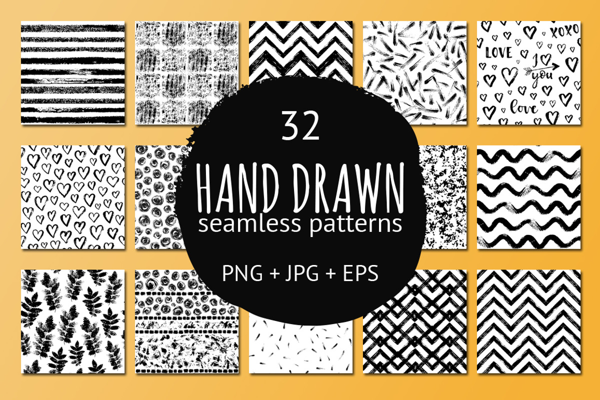 32 Hand Drawn Seamless Patterns, a Pattern Graphic by Midstream (Photo 1 of 5)