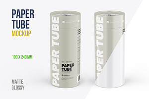 Closed Paper Tube Mockup 103x240mm