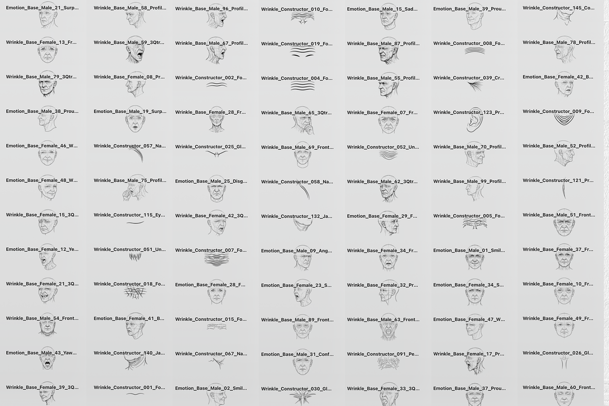 Wrinkled Face Stamp Brushes Set, a Brush Add-On by Selentaori Studio (Photo 3 of 13)