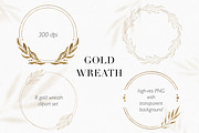 Gold Wreaths Clipart Floral PNG, a Decorative Illustration by LuiDesignStudio (Thumbnail 2 of 5)