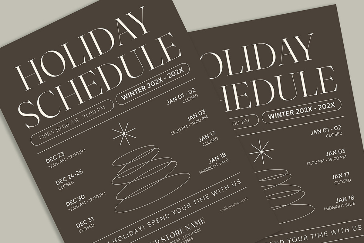 Holiday Schedule Flyer, a Flyer Template by Gumico Studio. (Photo 3 of 3)