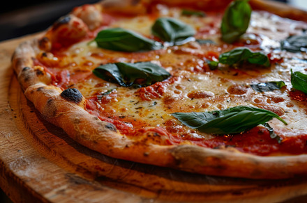 A detailed view of a margherita pizz, a Photo by Iftikhar Alam