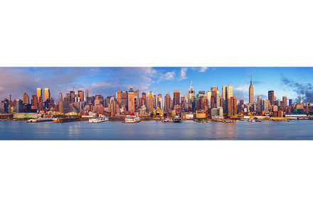 View on Manhattan at sunset, an Architecture Photo by sborisov