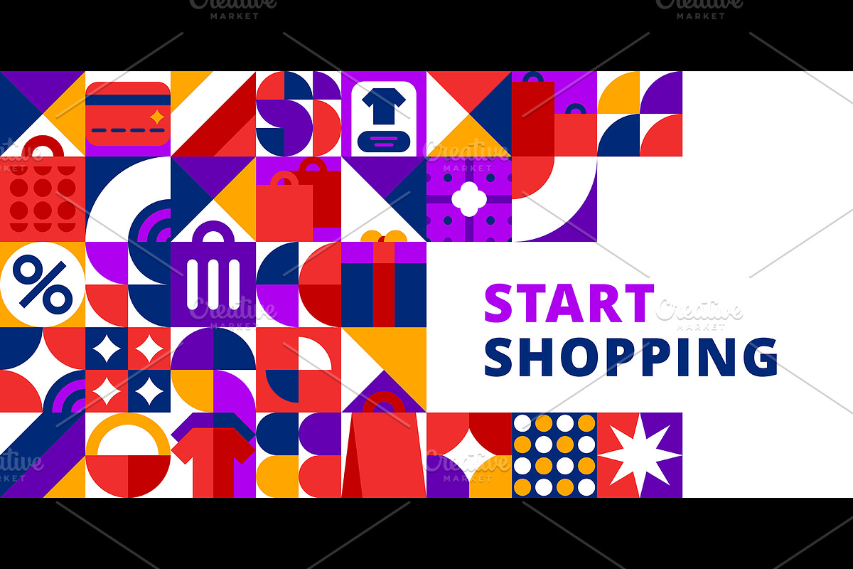 Shopping geometric banner, a Decorative Illustration by Buch&Bee (Photo 3 of 3)