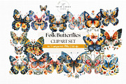 Watercolor Folk Butterflies Clipart, a Decorative Illustration by The Twin Lakes Studio (Thumbnail 1 of 9)