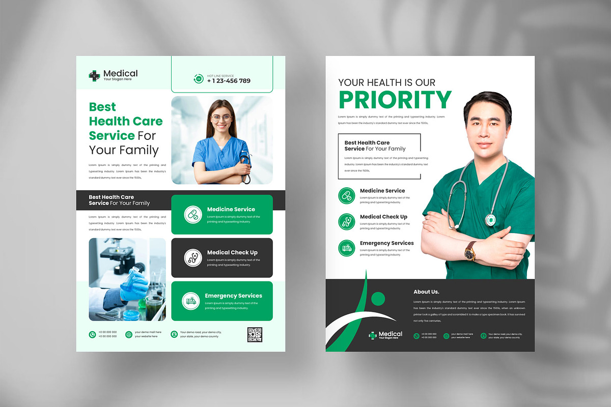 Medical flyer design template preview 4