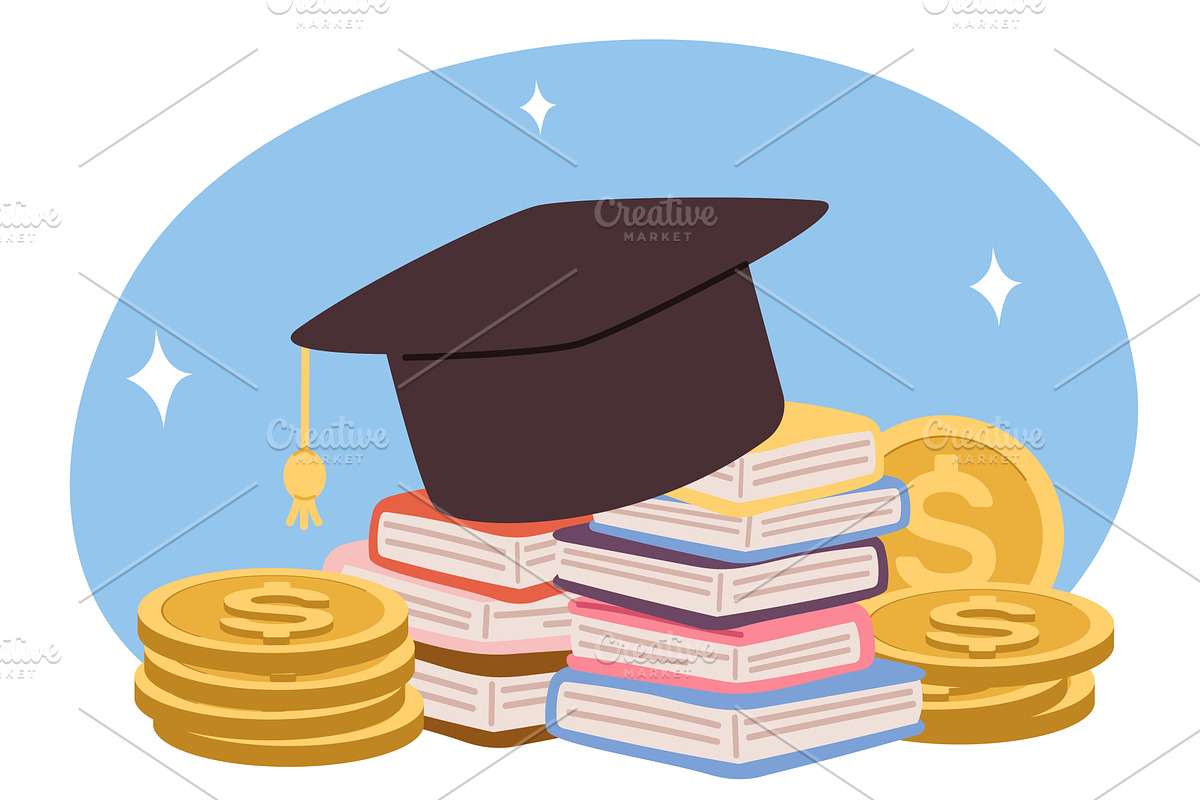 University tuition fees. Money for, an Education Illustration by Vectorbuum
