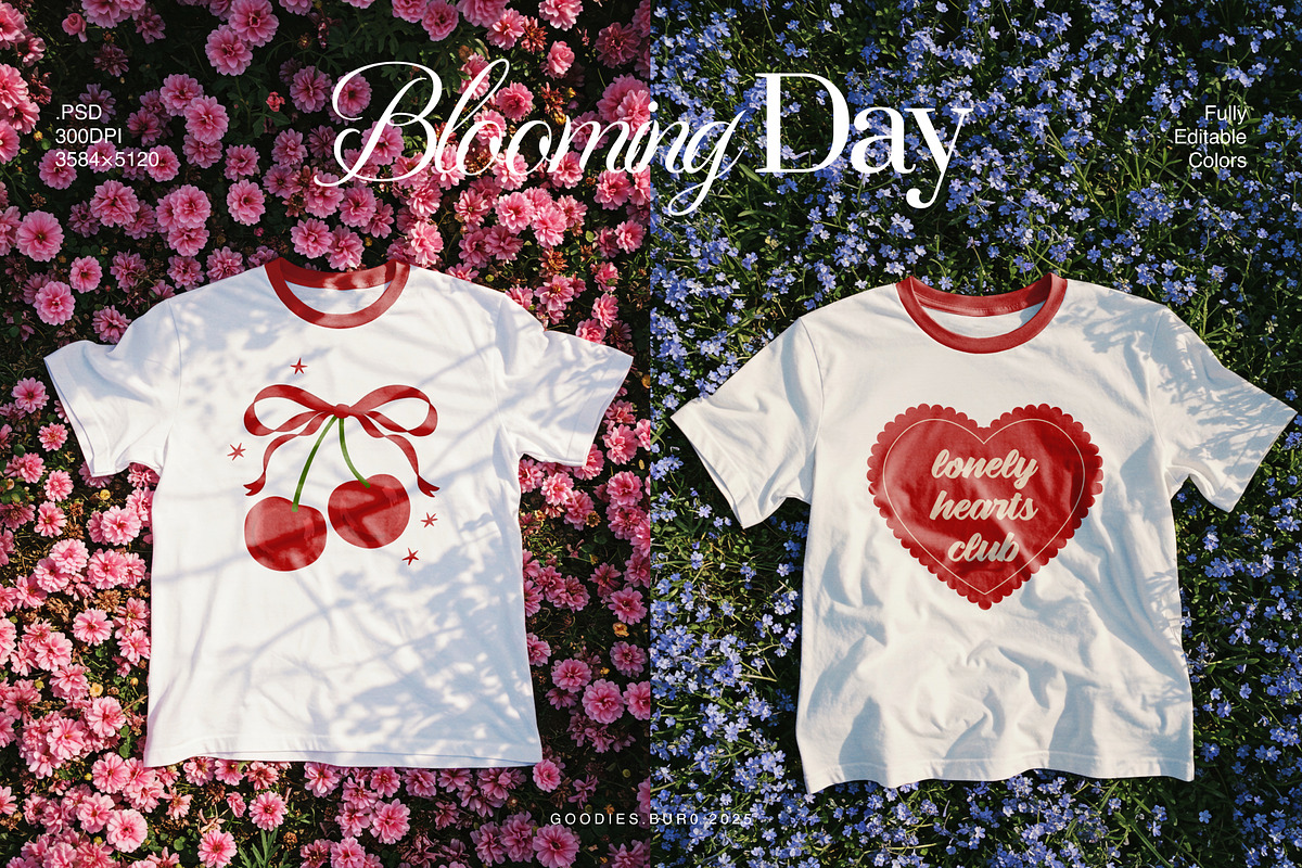Blooming Day T-Shirt Mockup Bundle, a Shirt Mockup by Goodies.Buro (Photo 1 of 3)