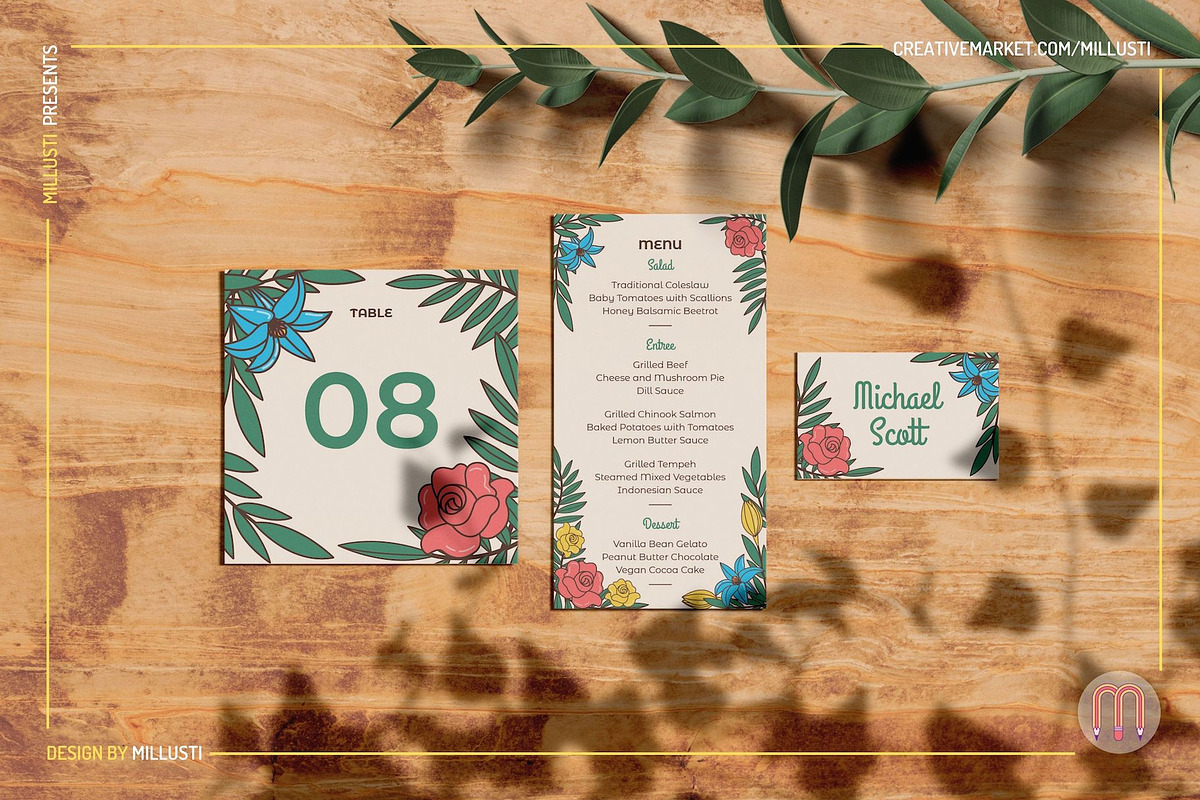 Rose and Lily Wedding Invitation Set, an Invitation Template by Millusti (Photo 2 of 6)