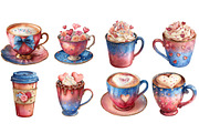 Valentines Coffee Cups Clipart, an Illustration by Craft Nest (Thumbnail 4 of 9)