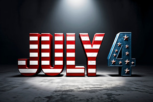 Dramatic 3D 'July 4' text, a Photo by rarrarorro