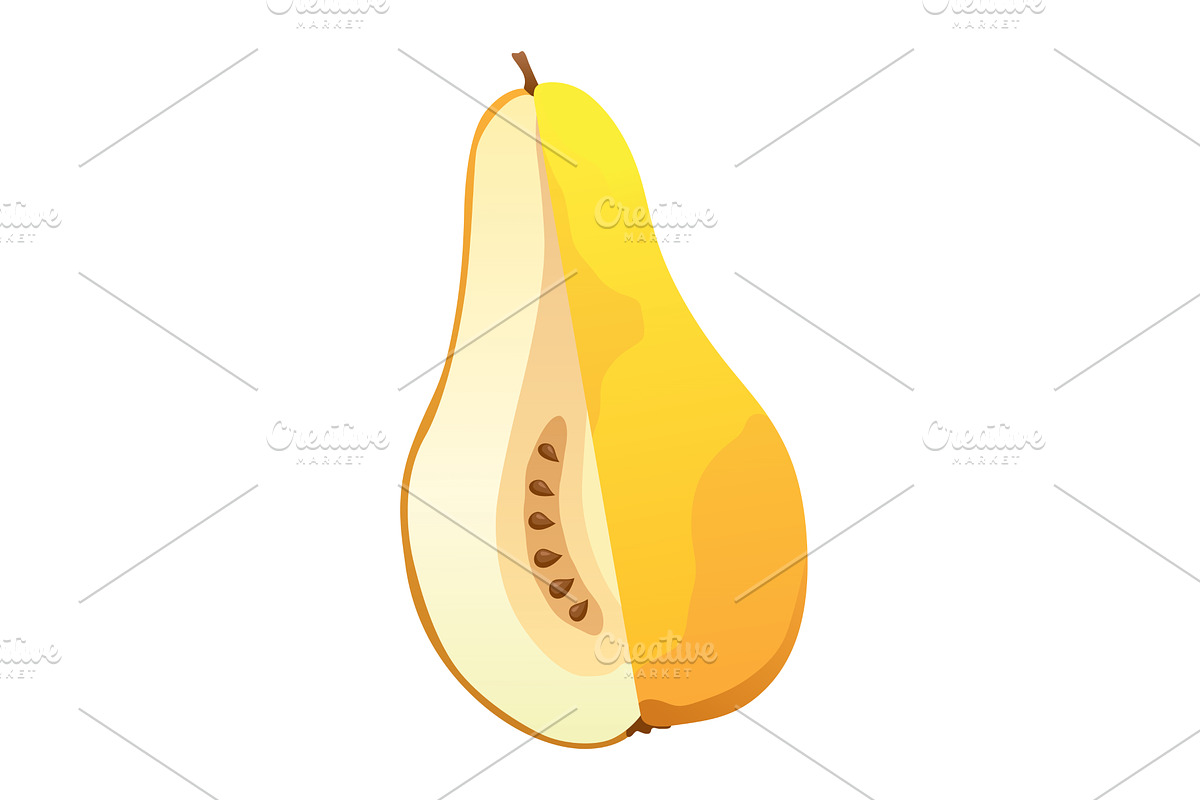 Yellow pear food cut half, piece, a Food Illustration by the8monkey