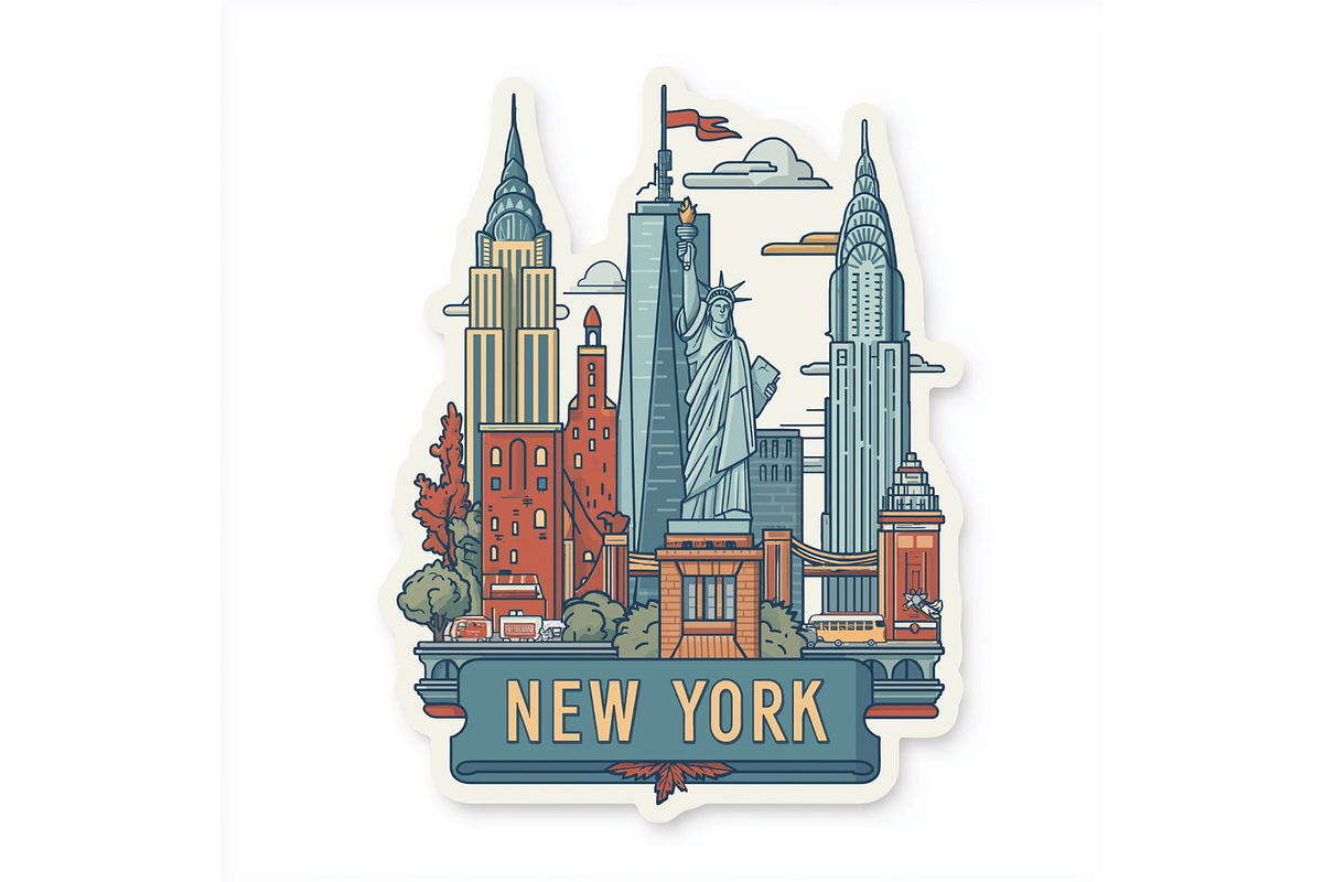 Prompt 50 Retro US Cityscape Icons, a Decorative Illustration by Creative design (Photo 2 of 7)