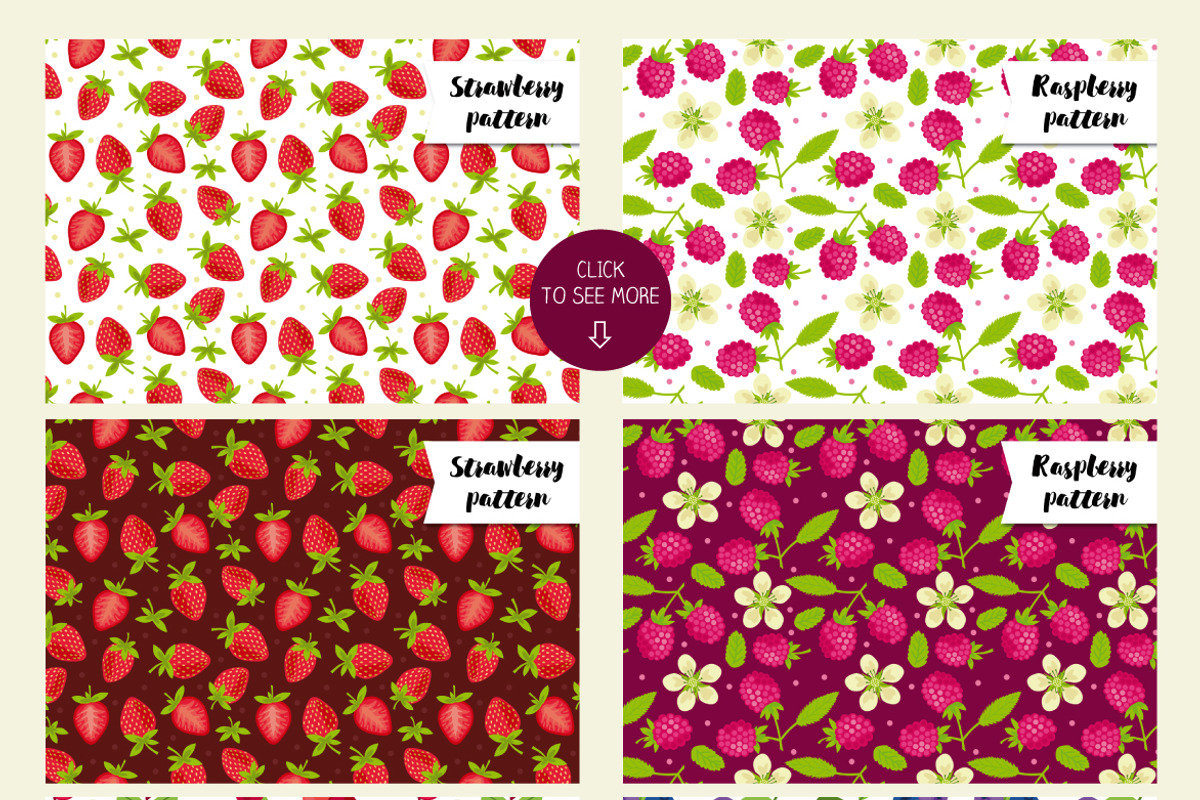 Vector berry patterns, a Decorative Illustration by martynmarin (Photo 6 of 7)