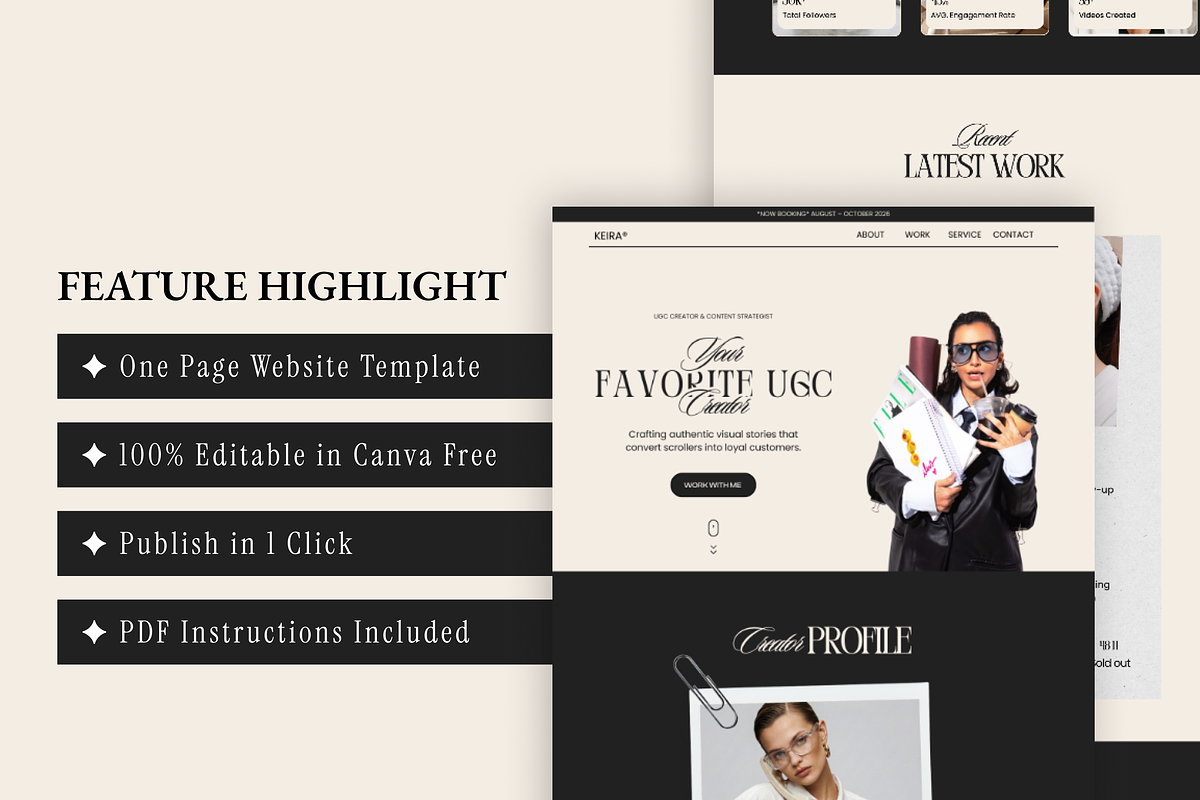 Canva Website Template UGC Creator, a Marketing Template by AtelierDuVow (Photo 2 of 10)