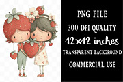 Whimsical Strawberry Couple Clipart, an Illustration by Designking (Thumbnail 4 of 5)