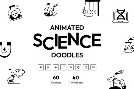 Animated Science Doodles, an Icon by Vectors Market