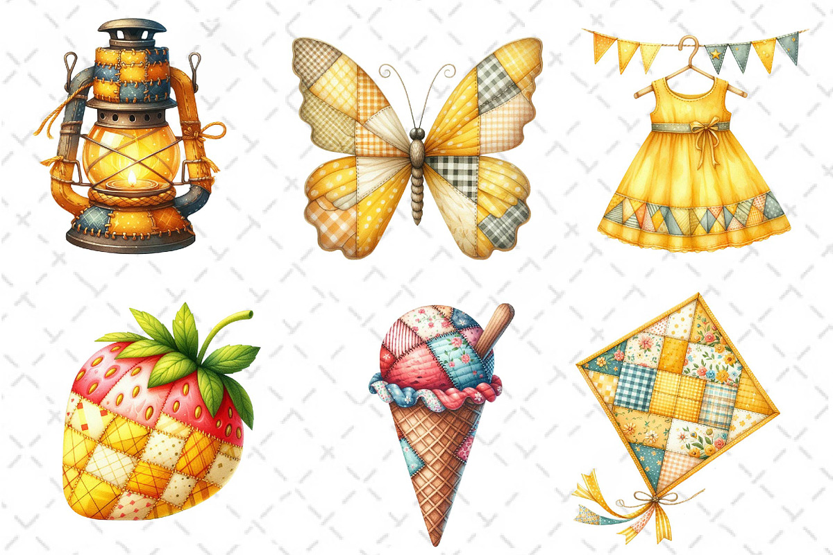Yellow Patchwork Summer Clipart, an Illustration by Dream Creation (Photo 6 of 6)