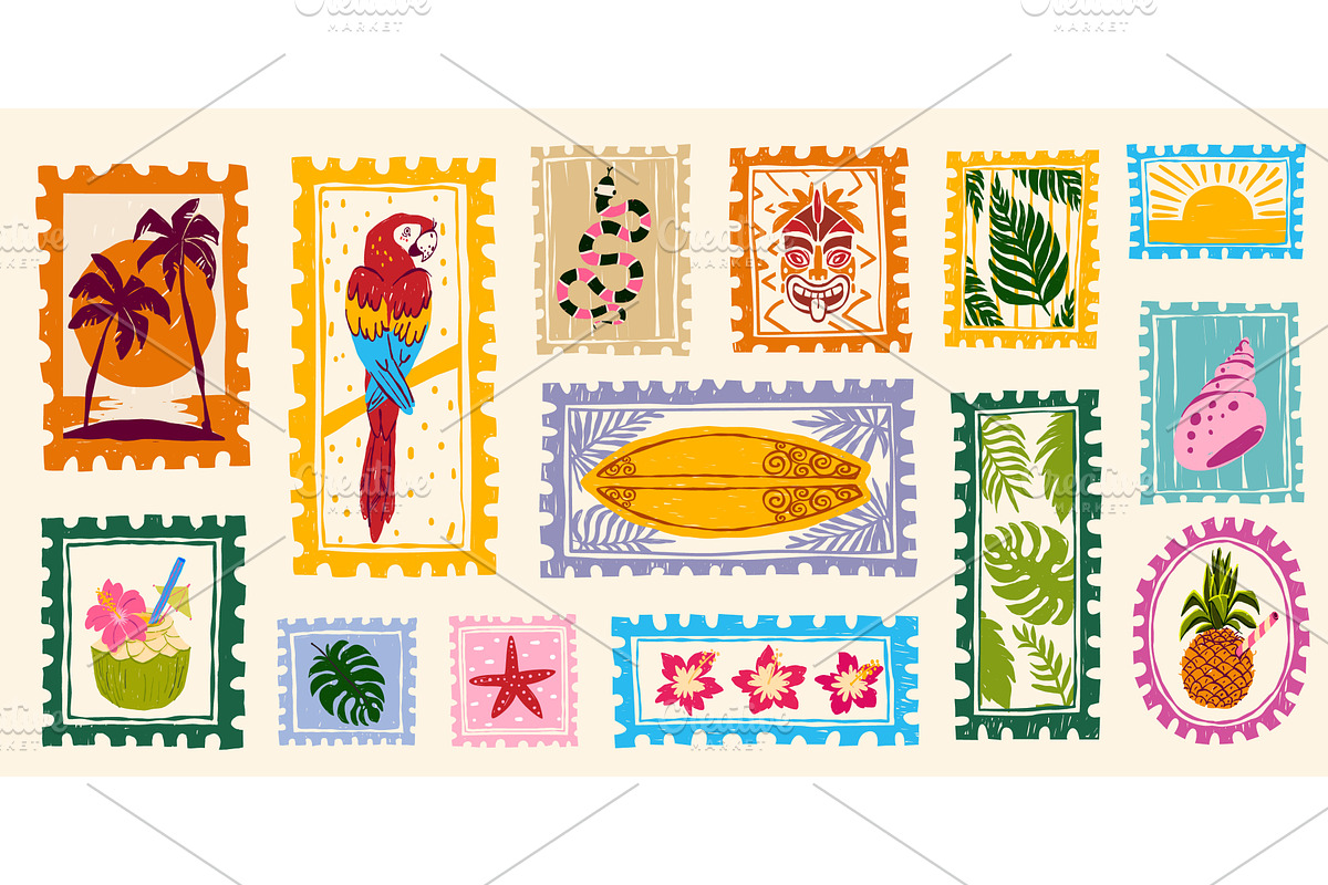Vintage summer tropical hand drawn, an Illustration by art PVP - market