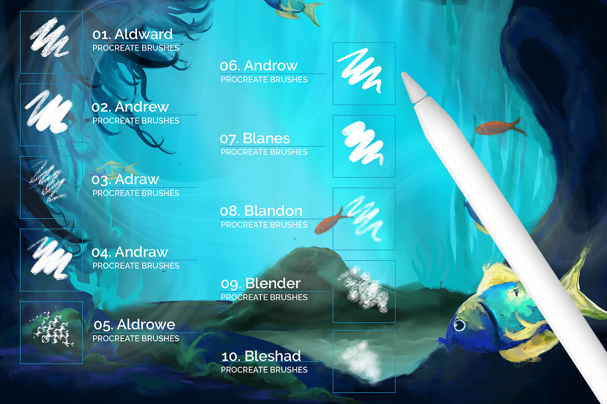 Under The Sea: Procreate Brushes preview 3