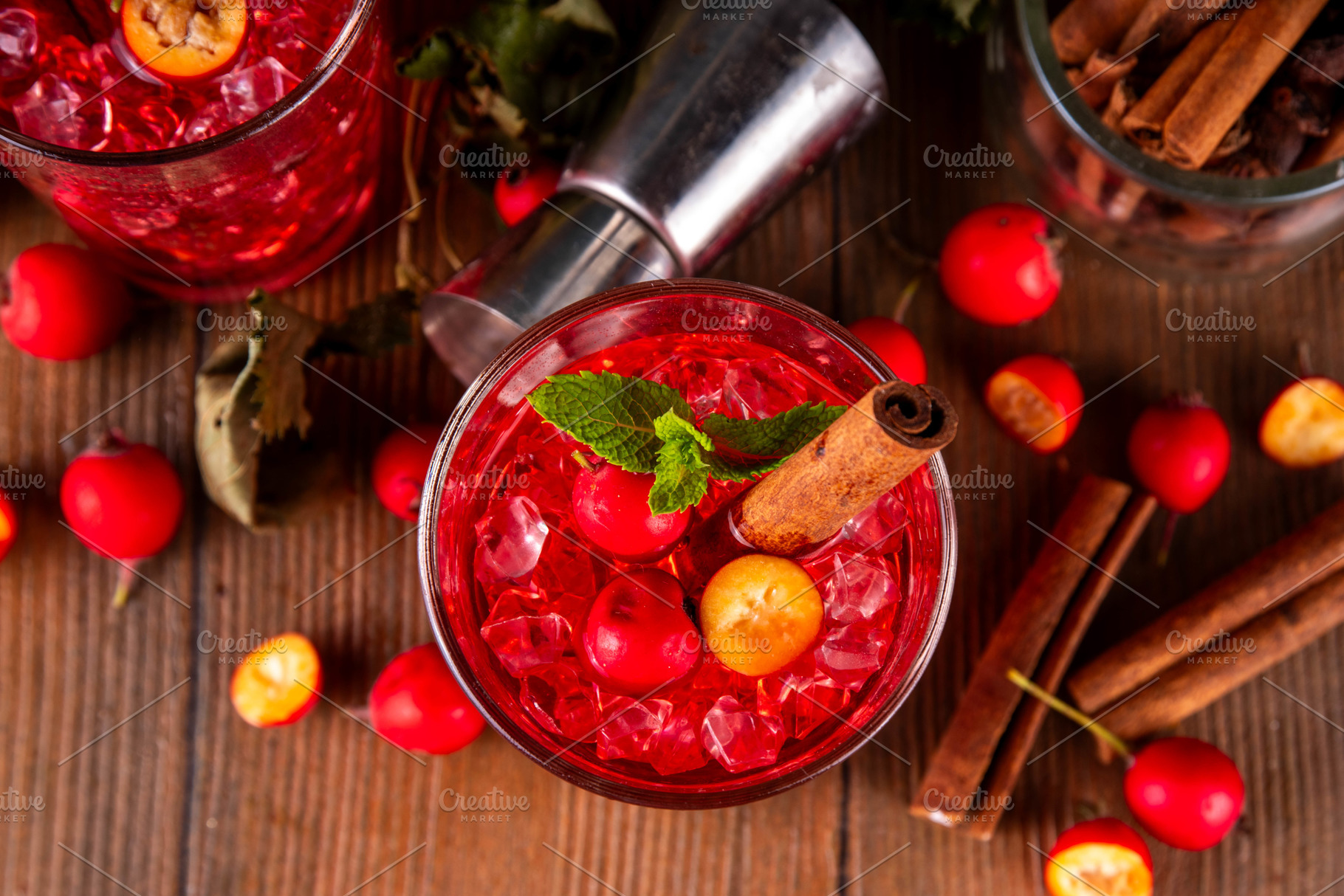 Autumn alcohol hawthorn or rosehip cocktail, a Food & Drink Photo by Rimma