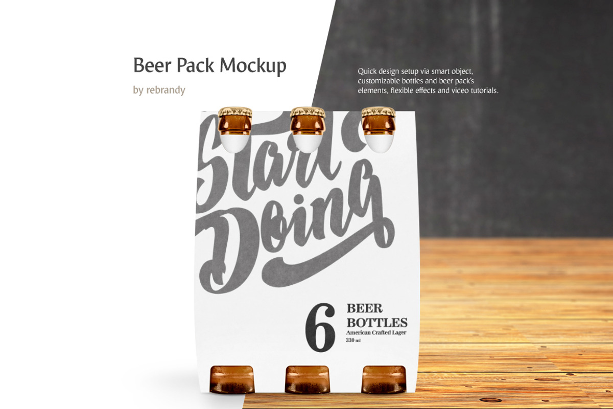 Beer Pack Mockup, a Packaging Mockup by rebrandy (Photo 1 of 5)