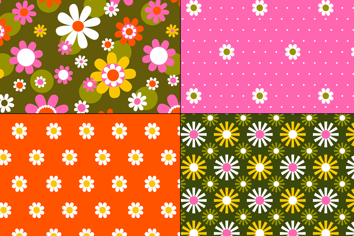 Mod Floral Seamless Vector Patterns, a Pattern Graphic by Melissa Held ...