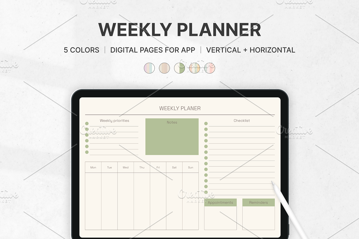 Weekly Planner Printables Templates, a Templates & Theme by Digital_Mind (Photo 1 of 10)