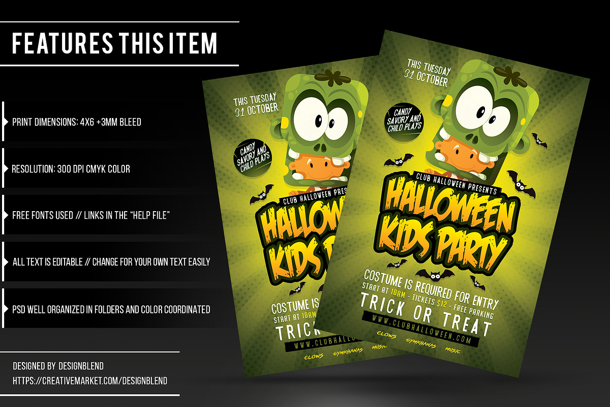 Halloween Kids Party Flyer, a Flyer Template by designblends@gmail.com (Photo 2 of 3)