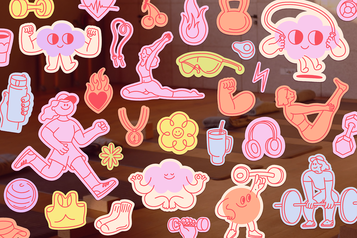 Fit girl era. Vector fitness doodles, an Object Graphic by venimo (Photo 3 of 13)