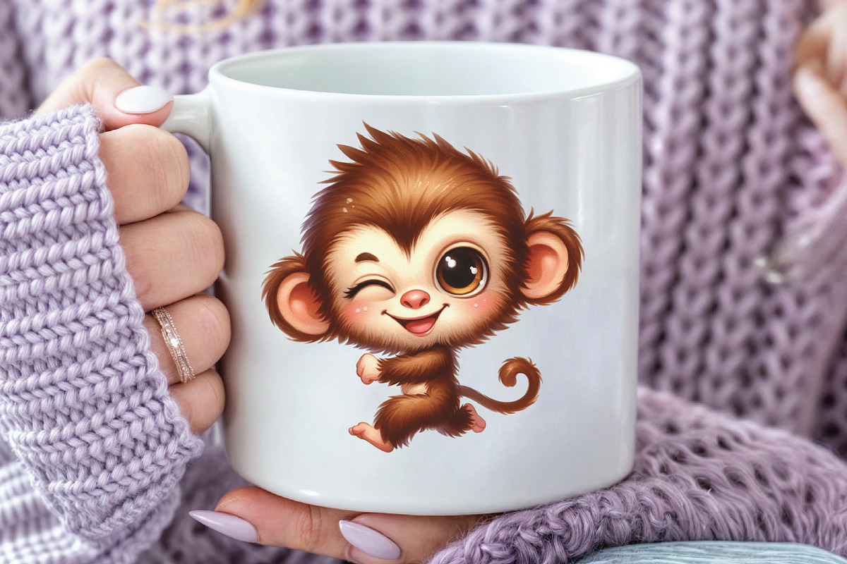 Funny Cheeky Monkeys Clipart, an Illustration by CraftArtStudio (Photo 5 of 6)