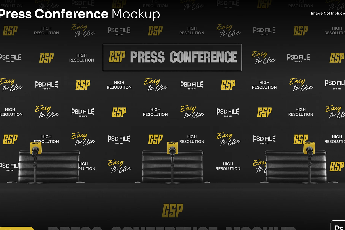 Press Conference Mockup, an Advertising Mockup by graphicsauce (Photo 1 of 4)