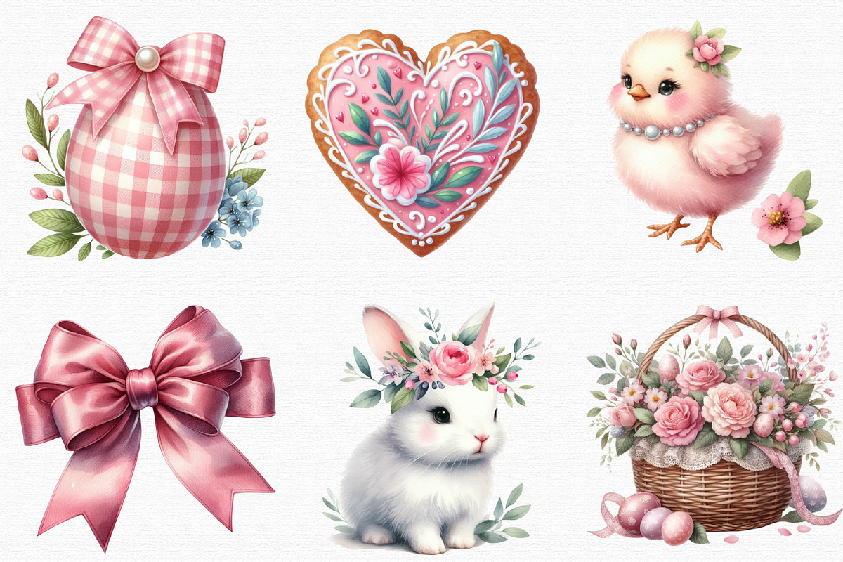 Pink Coquette Easter Clipart, an Illustration by SinaCreation (Photo 3 of 5)