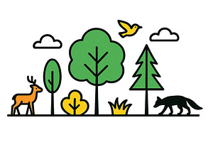 Vector illustration of a forest, an Animal Illustration by ZinetroN