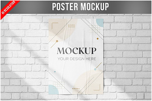 Poster Mockup on Brick Wall PSD, an Advertising Mockup by Bruno's Shop