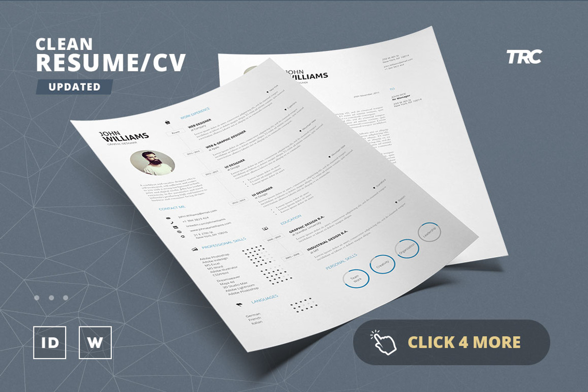 Clean Resume/Cv Template Volume 4, a Resume Template by TheResumeCreator (Photo 2 of 6)