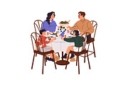 People eating at festive table set, a Person Illustration by PaperTrident (Thumbnail 9 of 13)