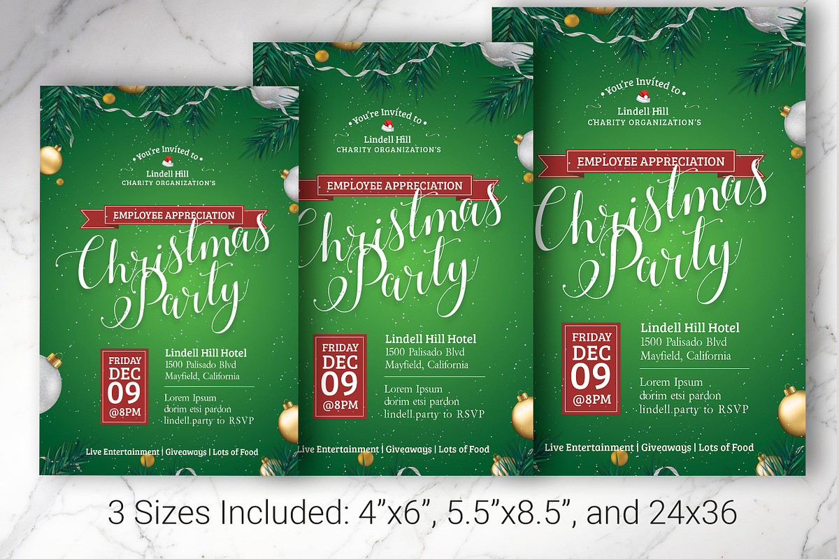 Green Christmas Party Flyer & Poster, a Flyer Template by Godserv Designs (Photo 2 of 9)