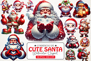 Cute Santa Watercolor Clipart, an Illustration by RobertsArt (Thumbnail 1 of 5)