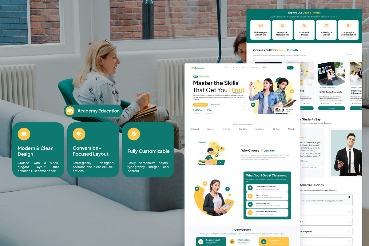 Academy Landing Page for Education, a Landing Page Template by Font Kingdom (Photo 3 of 5)