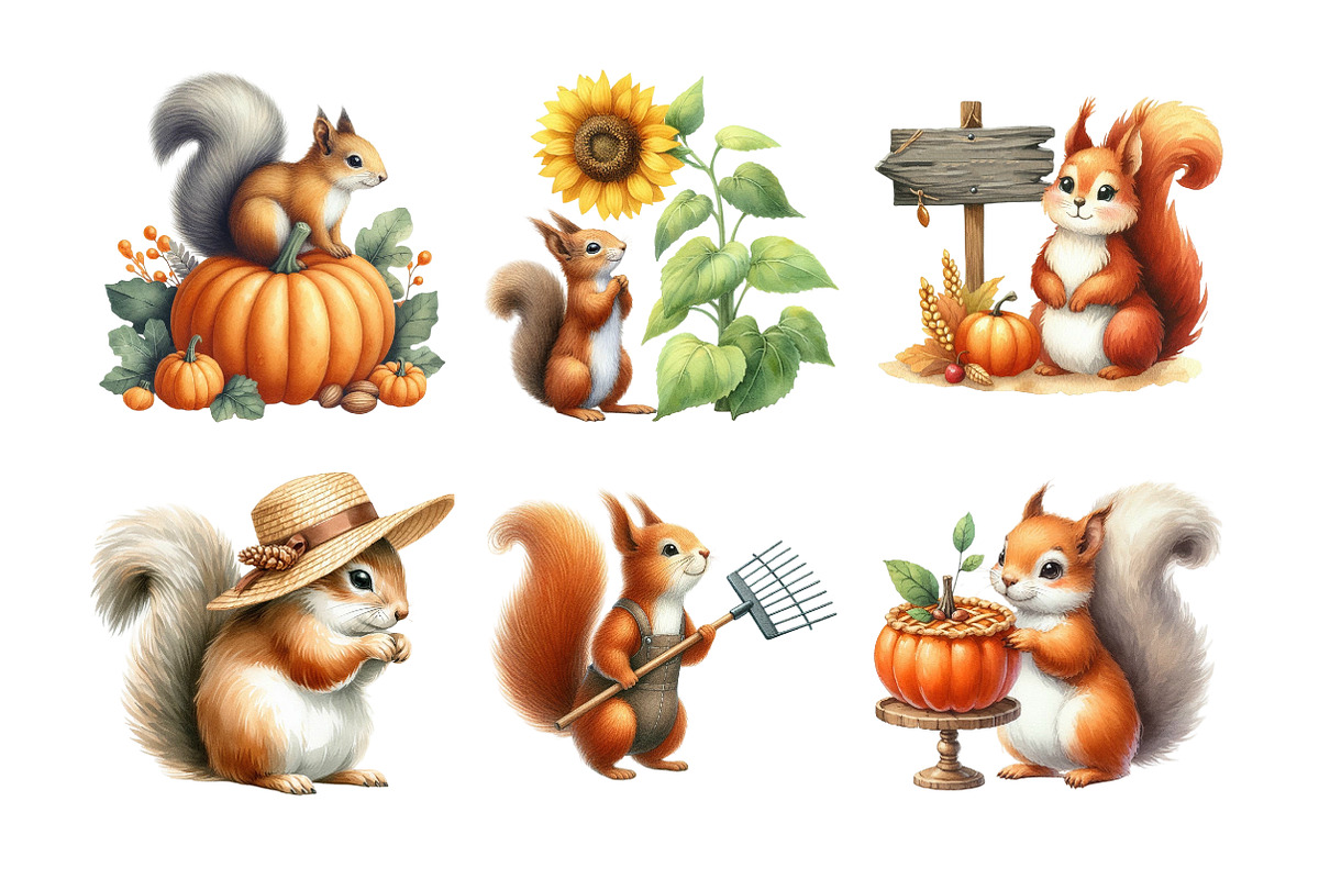 Fall Squirrels Garden Clipart, an Illustration by Daily.Designs (Photo 3 of 5)
