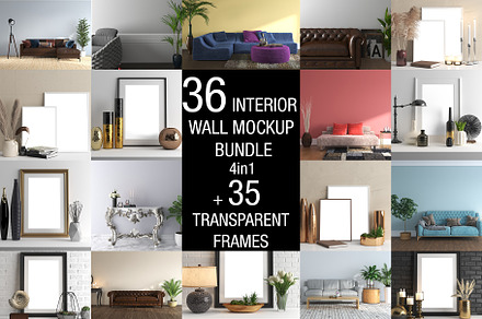 36 interior wall mockup bundle(4in1)