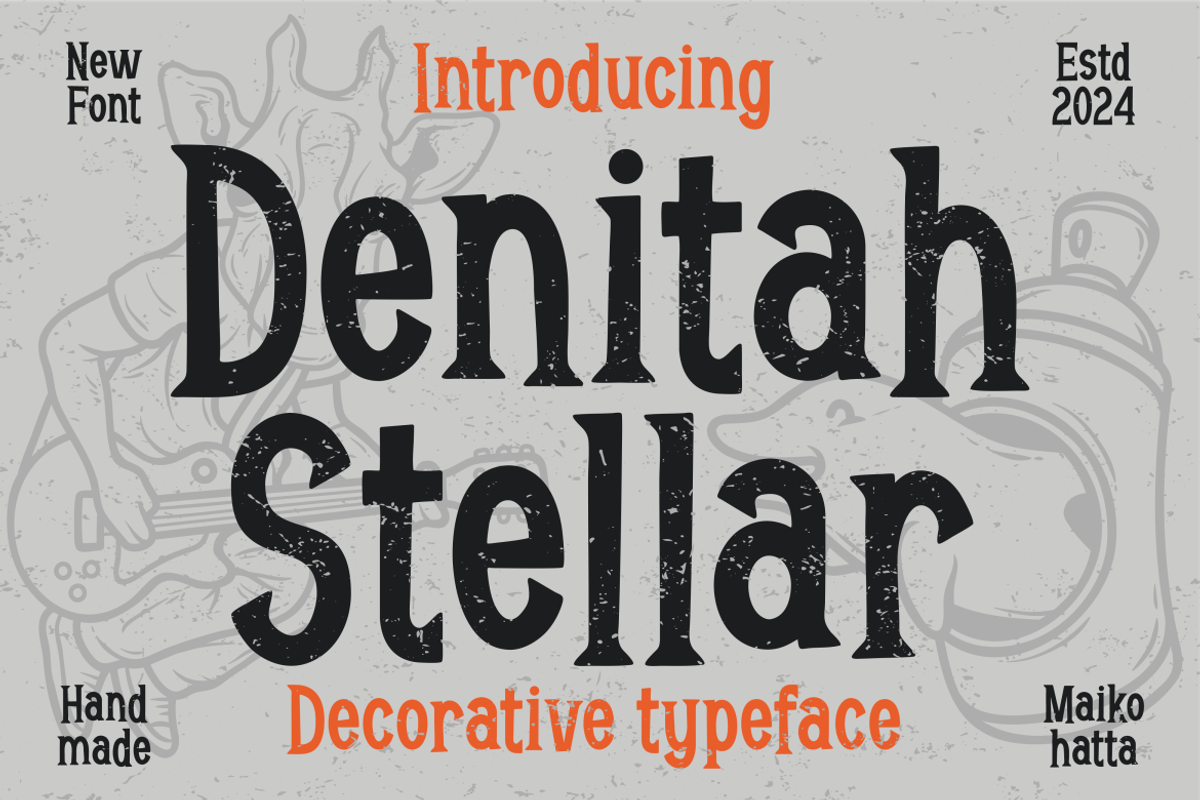 Denitah Stellar - DecorativeTypeface, a Serif Font by MaikoHatta (Photo 1 of 7)
