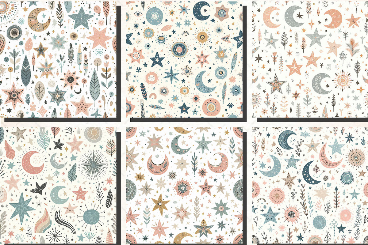 Whimsical Pastel Stars and Moons, an Illustration by DreamCafeArt (Photo 2 of 5)