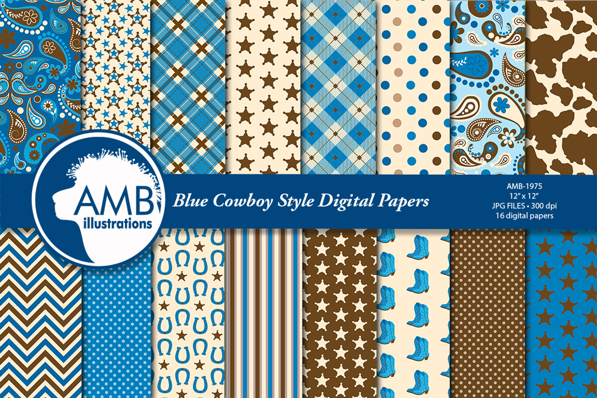 Cowboy digital paper AMB-1975, a Pattern Graphic by AMBillustrations (Photo 1 of 2)