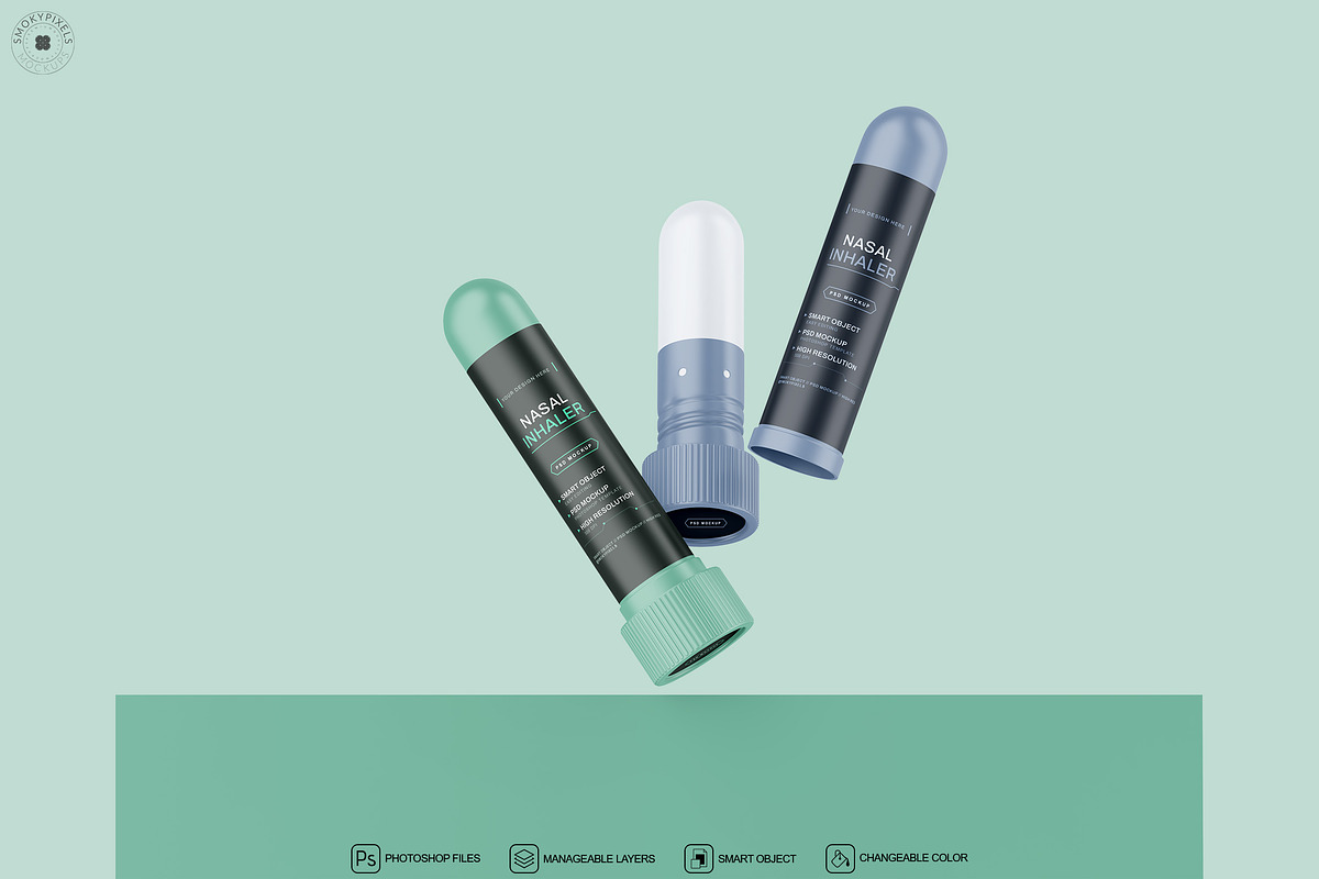 Nasal Inhaler Mockup, a Packaging Mockup by SmokyPixels (Photo 3 of 6)