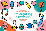Podcast cover icons set, an Outline Icon by PixelAesthetic (Thumbnail 1 of 5)